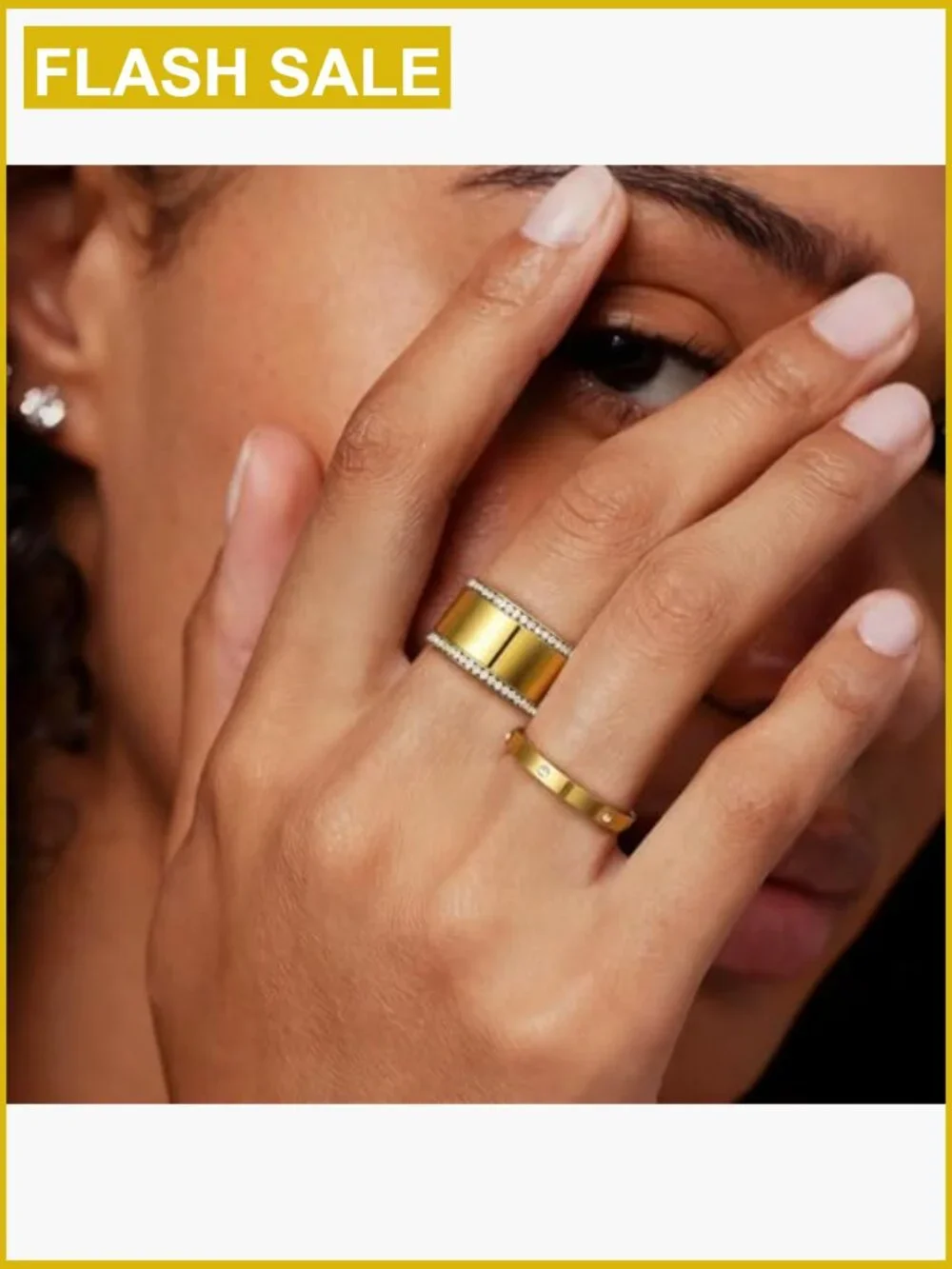 3 Pack Stackable Rings for Oura Ring - Cubic Zirconia Stainless Steel Stacking